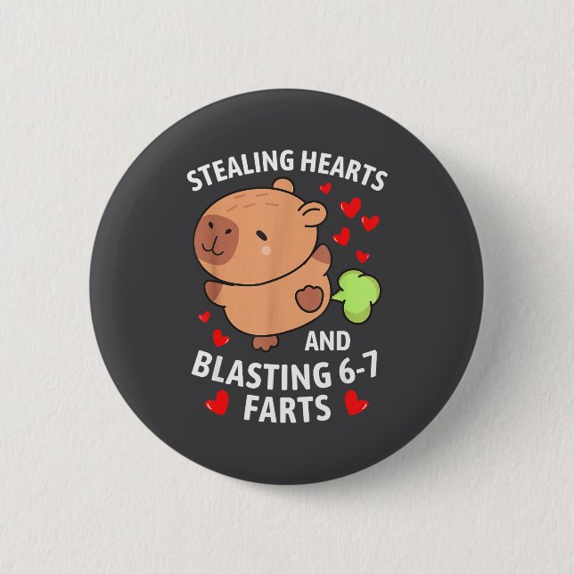 67 Meme Stealing Hearts Valentine's Day Capybara K 6 Cm Round Badge (Front)