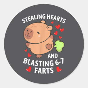 67 Meme Stealing Hearts Valentine's Day Capybara K Classic Round Sticker