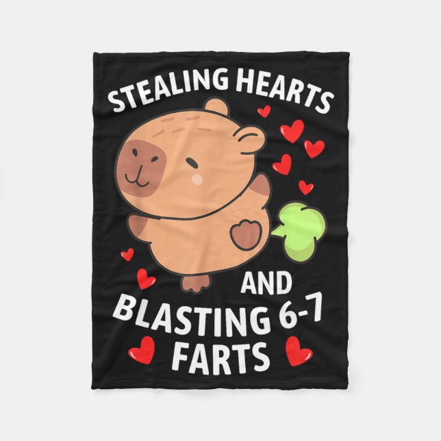 67 Meme Stealing Hearts Valentine's Day Capybara K Fleece Blanket (Front)