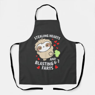 67 Meme Stealing Hearts Valentine's Day Sloth Kids Apron