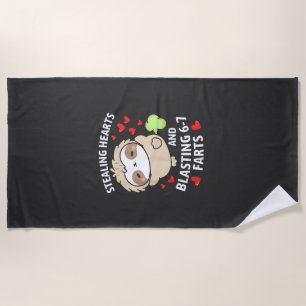 67 Meme Stealing Hearts Valentine's Day Sloth Kids Beach Towel
