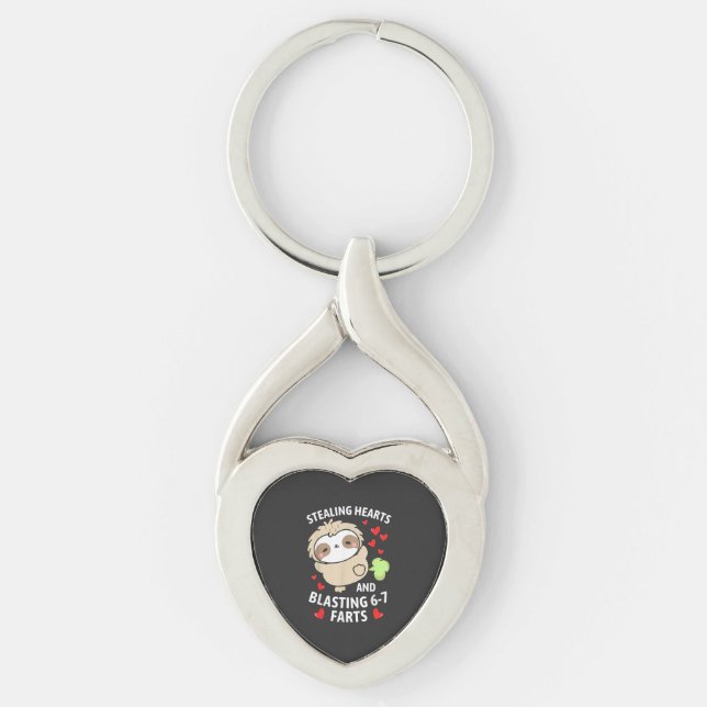 67 Meme Stealing Hearts Valentine's Day Sloth Kids Key Ring (Front)