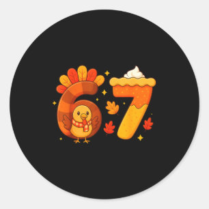 67 Meme Thanksgiving Turkey Day Funny Holiday Six Classic Round Sticker