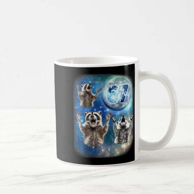67 Meme Three Racoon Howling At The Moon 67  Coffee Mug (Right)