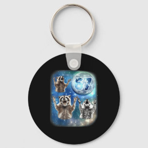 67 Meme Three Racoon Howling At The Moon 67 Key Ring