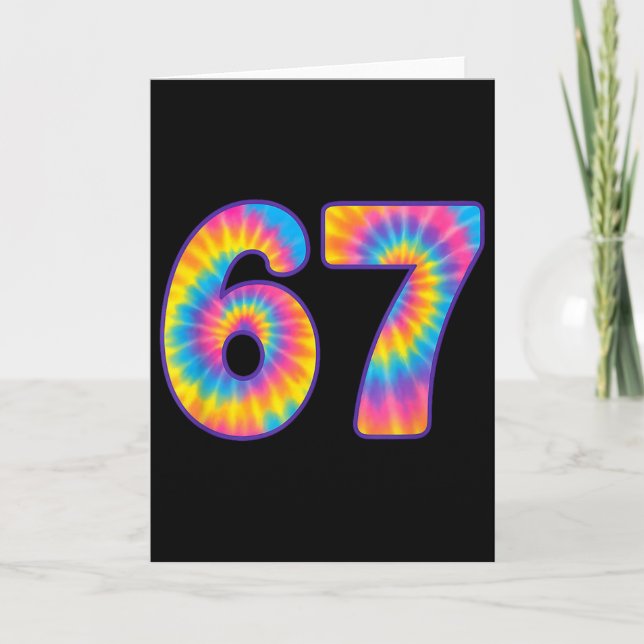 67 Meme Tie Dye Retro Six Seven  Card (Front)