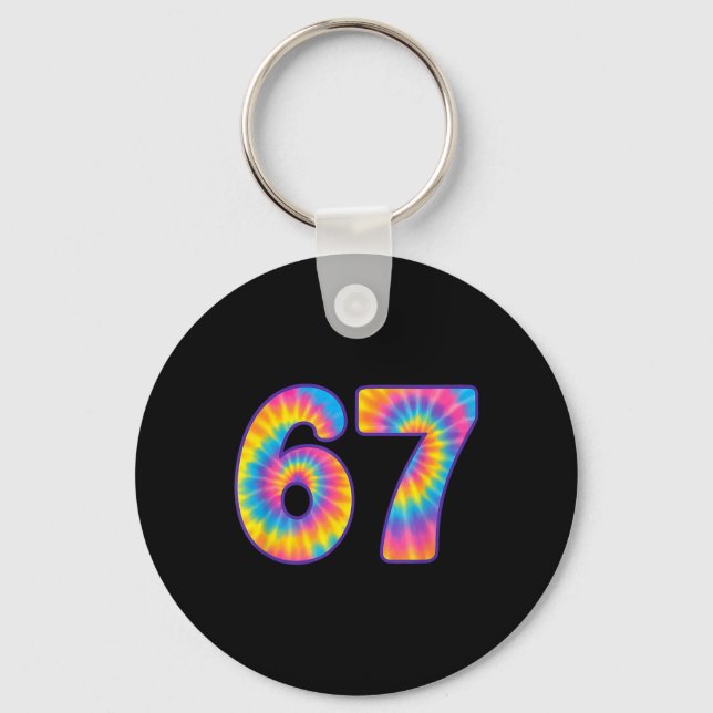 67 Meme Tie Dye Retro Six Seven  Key Ring (Front)