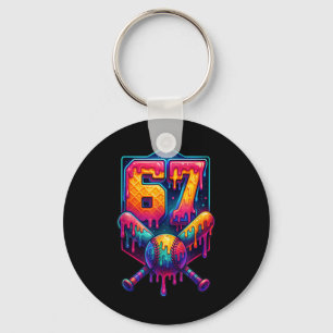 67 Meme Trendy Baseball Funny Number 67 Player Six Key Ring