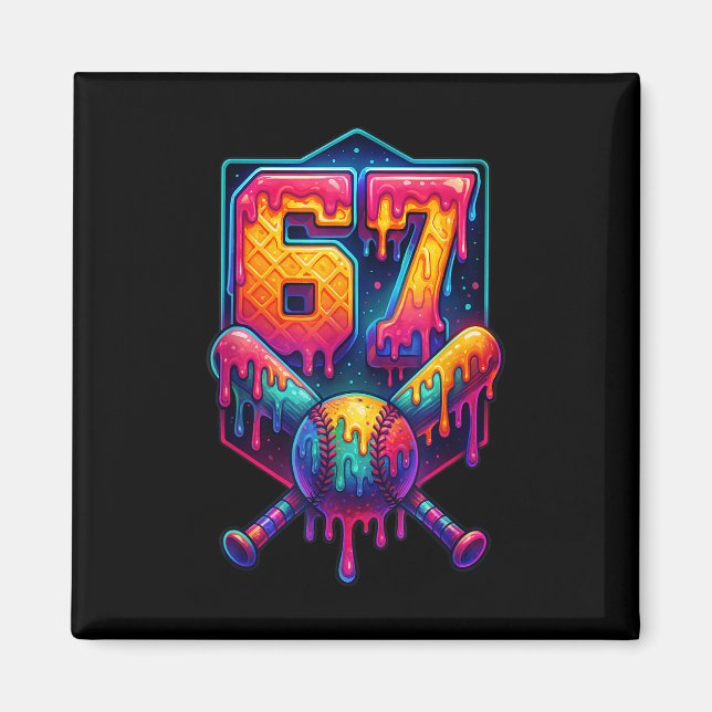 67 Meme Trendy Baseball Funny Number 67 Player Six Magnet (Front)