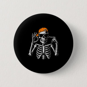 67 Meme Trendy Skeleton Halloween Funny Six Seven 6 Cm Round Badge