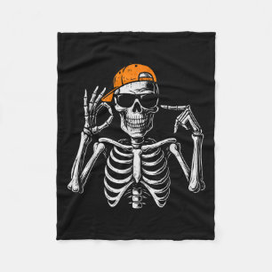 67 Meme Trendy Skeleton Halloween Funny Six Seven Fleece Blanket