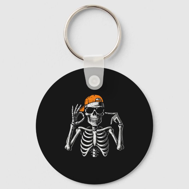 67 Meme Trendy Skeleton Halloween Funny Six Seven  Key Ring (Front)