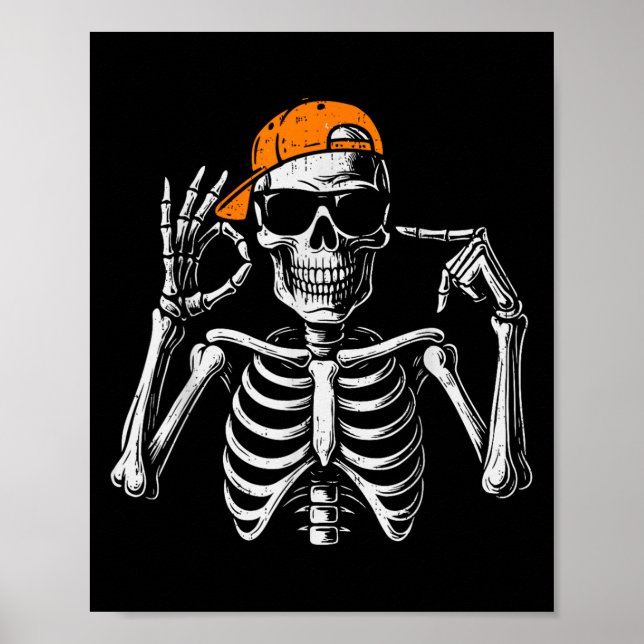 67 Meme Trendy Skeleton Halloween Funny Six Seven  Poster (Front)