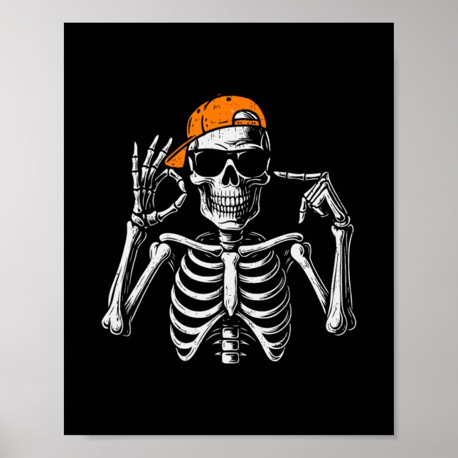 67 Meme Trendy Skeleton Halloween Funny Six Seven  Poster (Front)