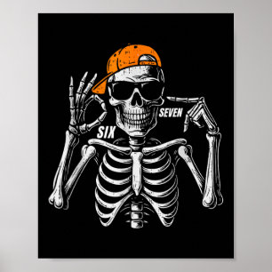 67 Meme Trendy Skeleton Halloween Funny Six Seven Poster