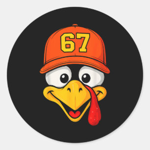 67 Meme Turkey Face Six Seven Thanksgiving 6 7 Men Classic Round Sticker