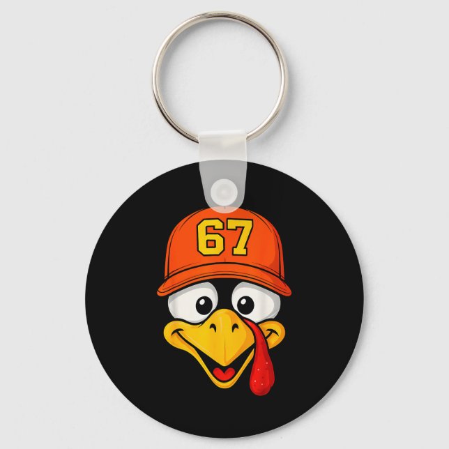67 Meme Turkey Face Six Seven Thanksgiving 6 7 Men Key Ring (Front)