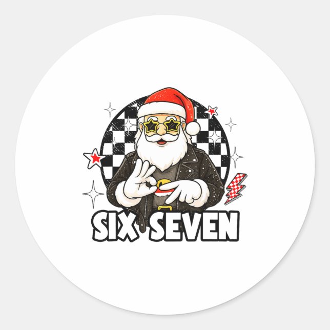 67 Meme Xmas Six Seven Santa 6 7 Christmas Men Wom Classic Round Sticker (Front)