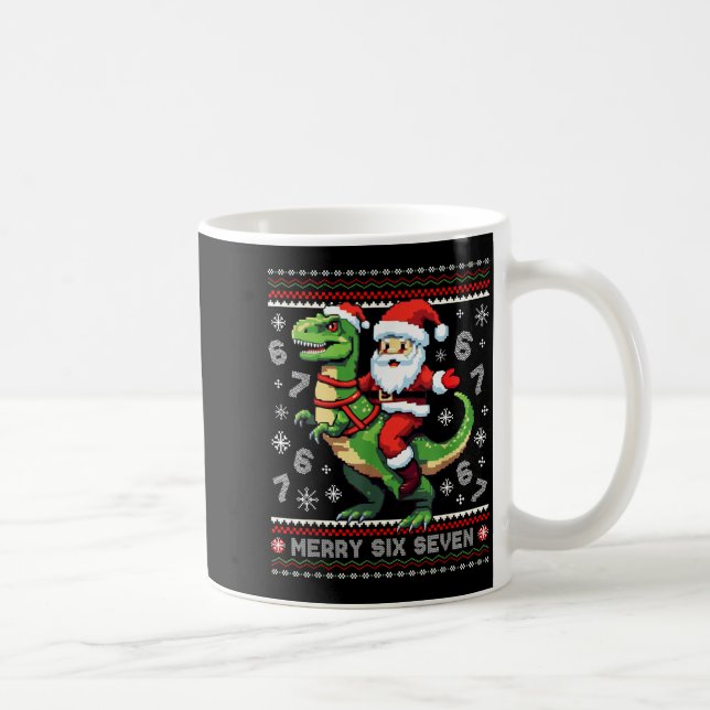 67 Merry Six Seven Santa T Rex Funny Ugly Christma Coffee Mug (Right)