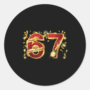 67 New Years Eve Party Pajama Shirt 6 7 Meme 67 Ch Classic Round Sticker