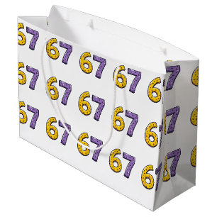 67 No Meaning Whatsoever Yellow and Purple Large Gift Bag