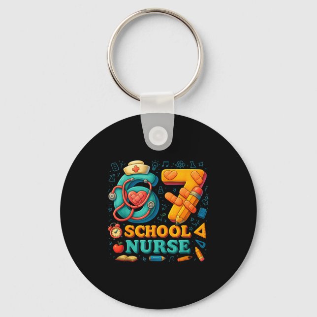 67 Nurse Days Funny Medical Back To School  Key Ring (Front)