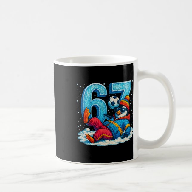 67 Penguin Soccer Funny Winter Meme Gift _2  Coffee Mug (Right)