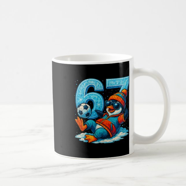67 Penguin Soccer Funny Winter Meme Gift  Coffee Mug (Right)