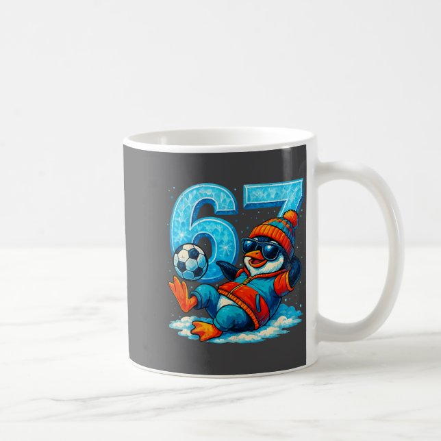 67 Penguin Soccer Funny Winter Meme Gift  Coffee Mug (Right)
