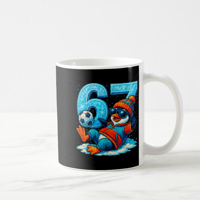 67 Penguin Soccer Funny Winter Meme Gift  Coffee Mug (Right)