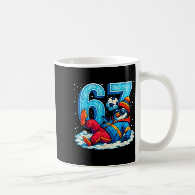 67 Penguin Soccer Funny Winter Meme Gift  Coffee Mug (Right)
