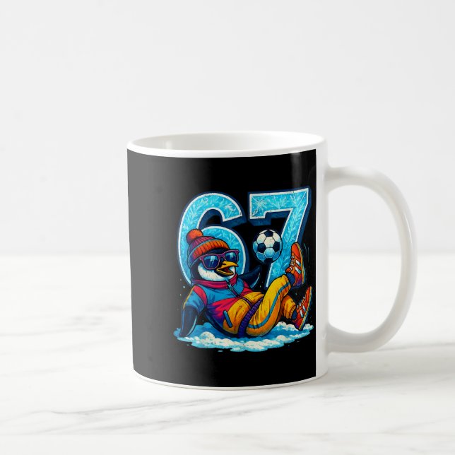 67 Penguin Soccer Funny Winter Meme Gift  Coffee Mug (Right)
