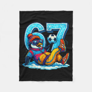 67 Penguin Soccer Funny Winter Meme Gift Fleece Blanket