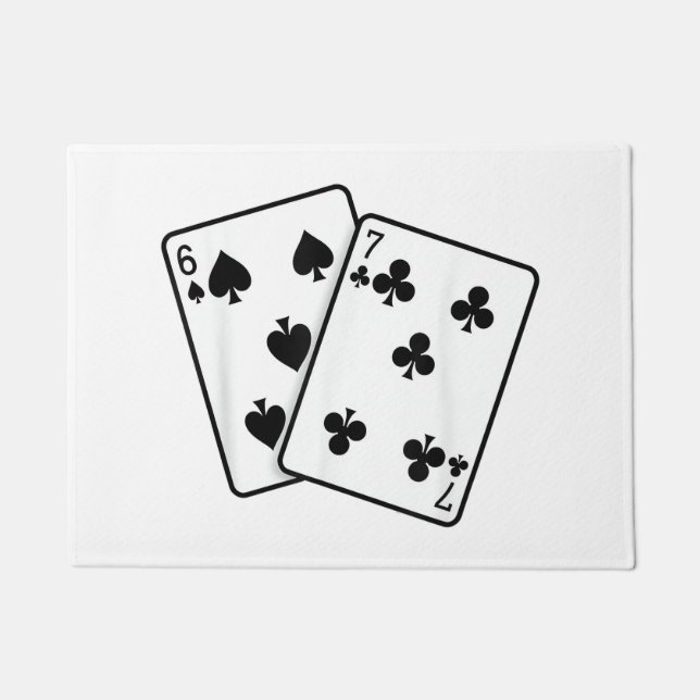 67 Playing Cards Meme Funny Six Seven Doormat (Front)