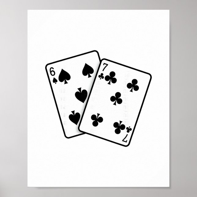 67 Playing Cards Meme Funny Six Seven  Poster (Front)