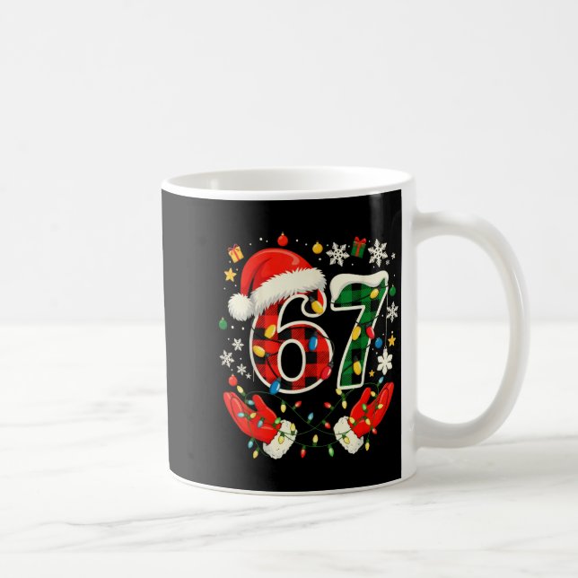 67 Red Green Plaid Lights 6 7 Funny Boys Kids Wint Coffee Mug (Right)