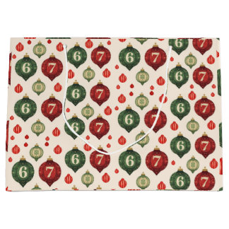 67 Retro Christmas Ornament Wrapping Paper Large Gift Bag