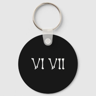 67 Roman Numerals Vi Vii Funny Skeleton Halloween Key Ring