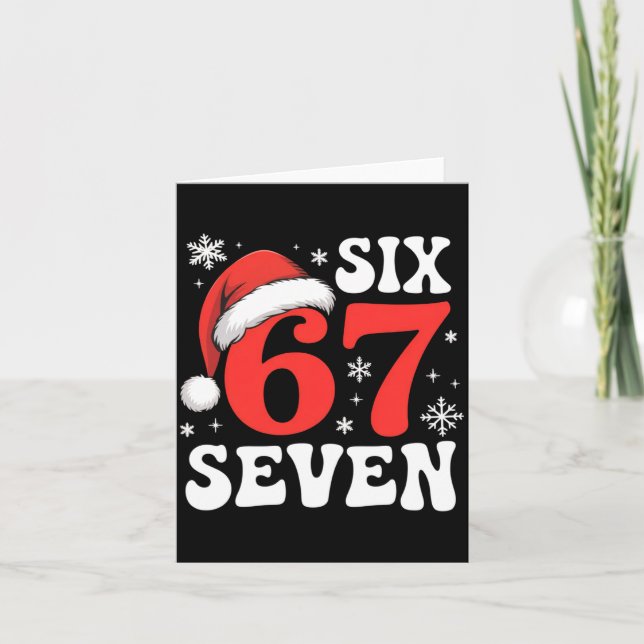 67 Santa Hat Christmas Six Seven Funny Sayings  Card (Front)
