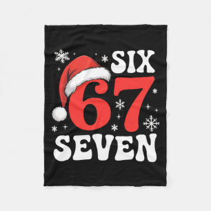 67 Santa Hat Christmas Six Seven Funny Sayings  Fleece Blanket