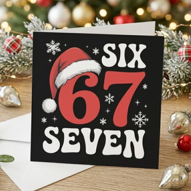 67 Santa Hat Christmas Six Seven Funny Sayings Holiday Card (Creator Uploaded)