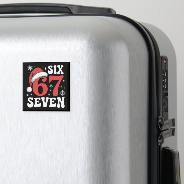 67 Santa Hat Christmas Six Seven Funny Sayings Magnet (In Situ (Luggage))
