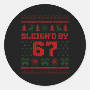 67 Santa Sleigh Ugly Christmas  Classic Round Sticker