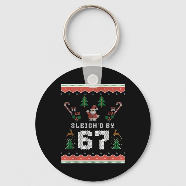 67 Santa Ugly Christmas Six Seven  Key Ring (Front)