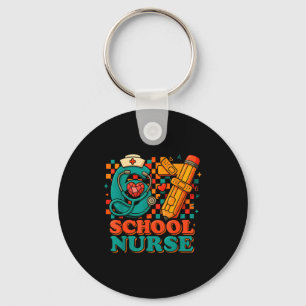 67 School Nurse Days Pencil Heart Funny Medical Key Ring