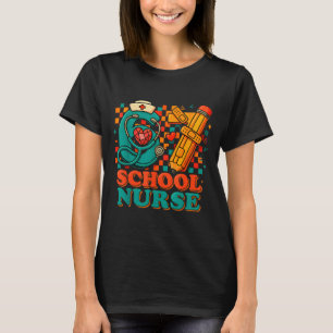 67 School Nurse Days Pencil Heart Funny Medical  T-Shirt