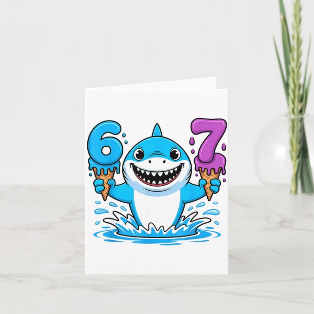 67 Shark Six Seven Ice Cream Drip Funny Gen Alpha  Card (Front)