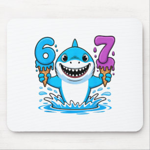 67 Shark Six Seven Ice Cream Drip Funny Gen Alpha Mouse Pad