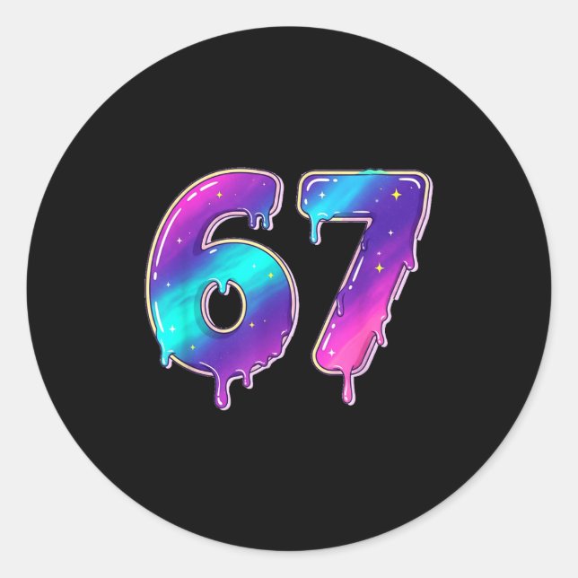 67 Shirt, 67 Meme Baseball Lifestyle 101 Apparel Y Classic Round Sticker (Front)