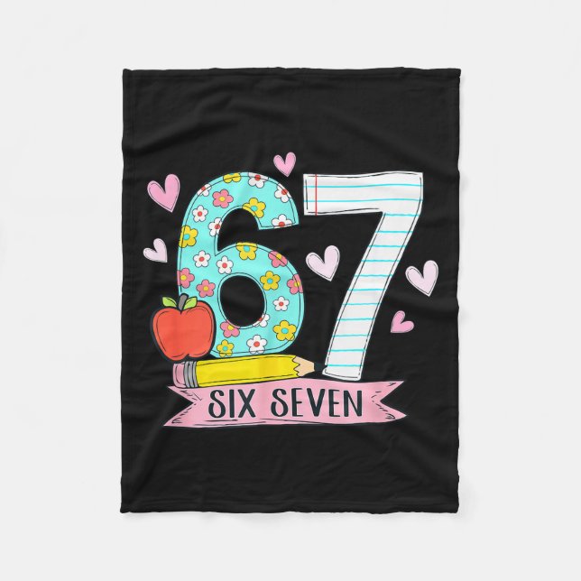 67 Shirt For Teachers 67 Meme Women Teacher Six Se Fleece Blanket (Front)